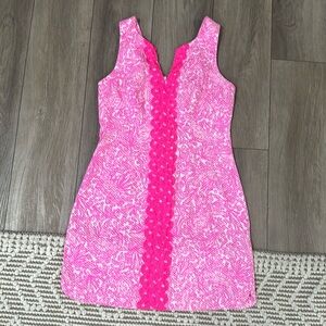 Lilly Pulitzer - Hot Pink Shift Dress - Womens Size 6 - Zip Back Closure